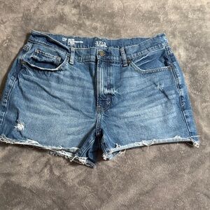 a.n.a Women's Distressed Boyfriend blue Jean Shorts - Size 12 P
